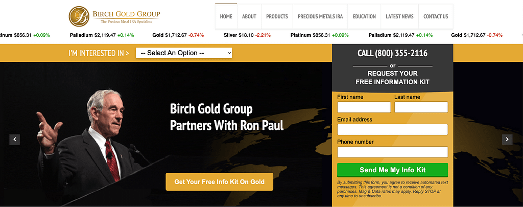 birch gold review homepage